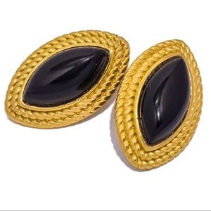 Oval 18K Gold Stainless Steel Waterproof  Earrings